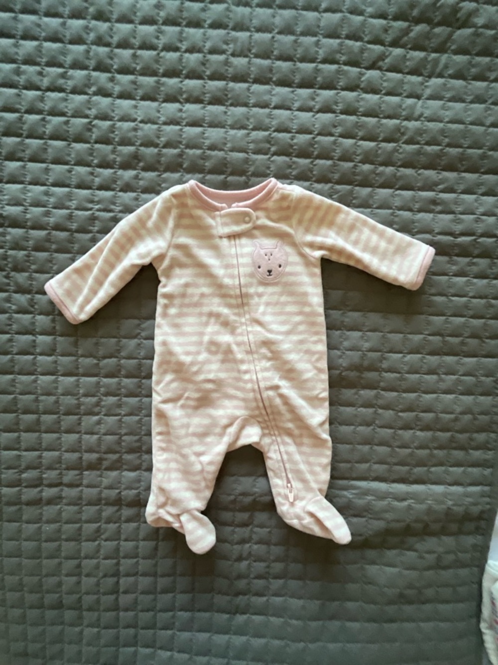 Carter's Pink & Cream Striped Footed One-Piece